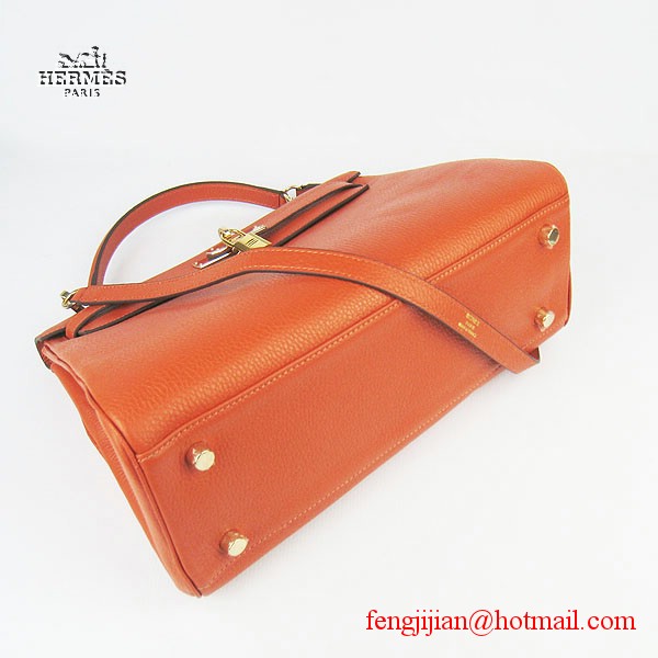 Hermes Kelly 32cm Togo Leather Bag Orange 6108 Gold Hardware